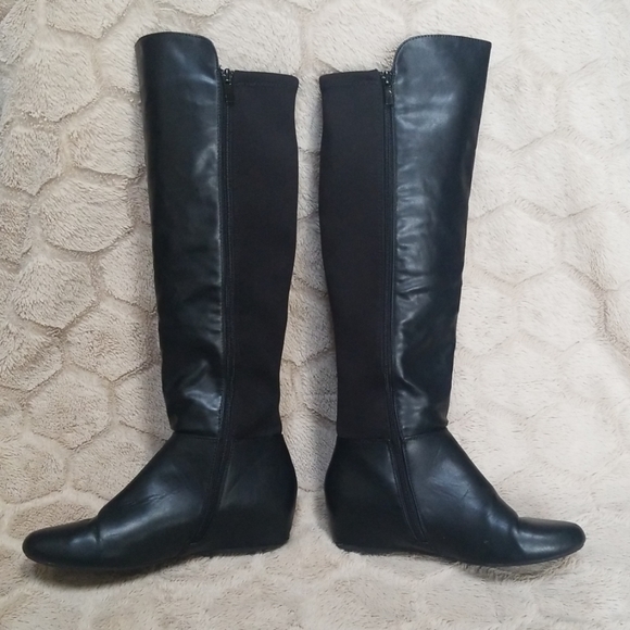 Aldo Black Over The Knee Leather 5050 Riding Boots - Picture 3 of 6